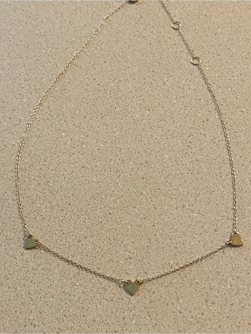 3-Heart Station Necklace - Women's Jewelry Gold Plated Sterling Silver (925)